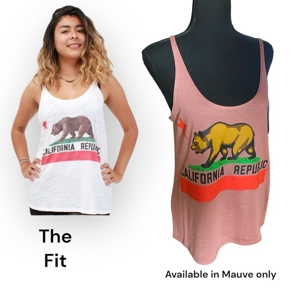 HEART BREAKER Y2K Women’s California Republic Graphic Tank Top, Mauve Small NWOT - Picture 1 of 7